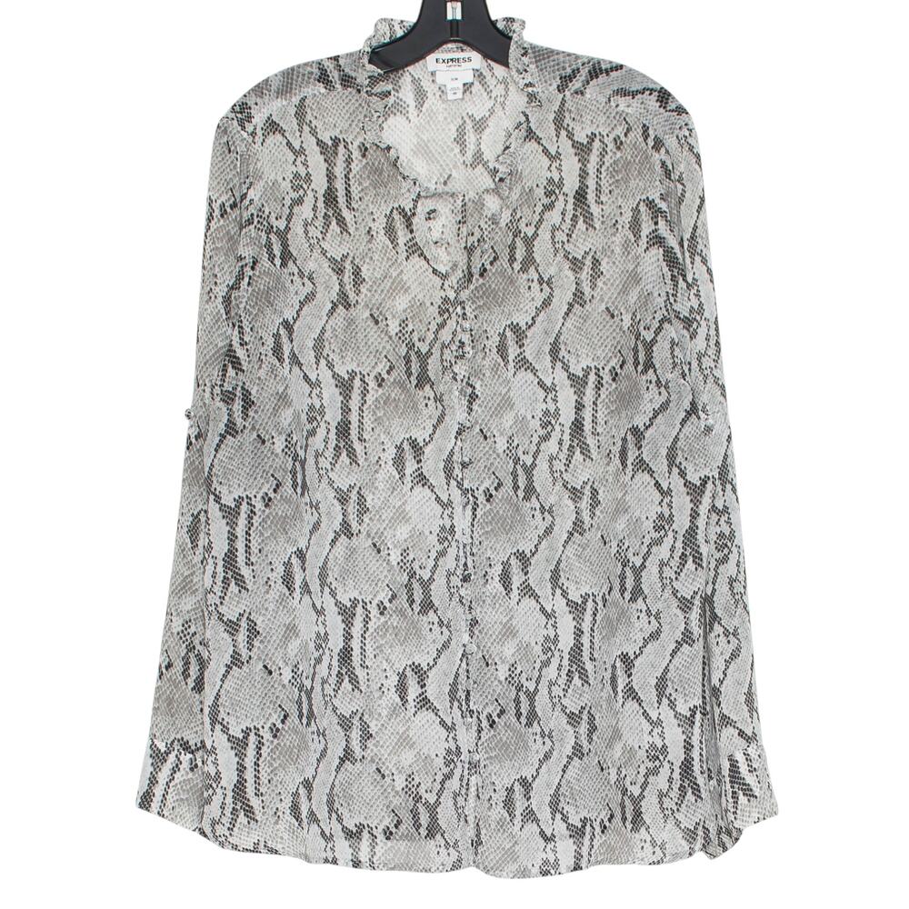 Express Top Portofino Slim Y2K Boho Western Glam Grunge Animal Gray Black XL